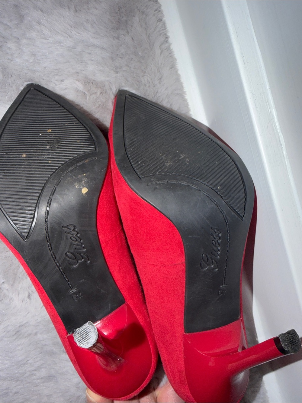 Guess Red Pointed-Toe Suede Pumps - Picture 6 of 6